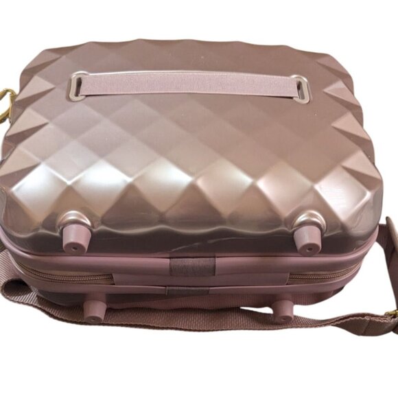 Triforce Firenze Rose Gold Diamond Pattern Hard Shell Travel Vanity Bag 12" - Picture 6 of 16